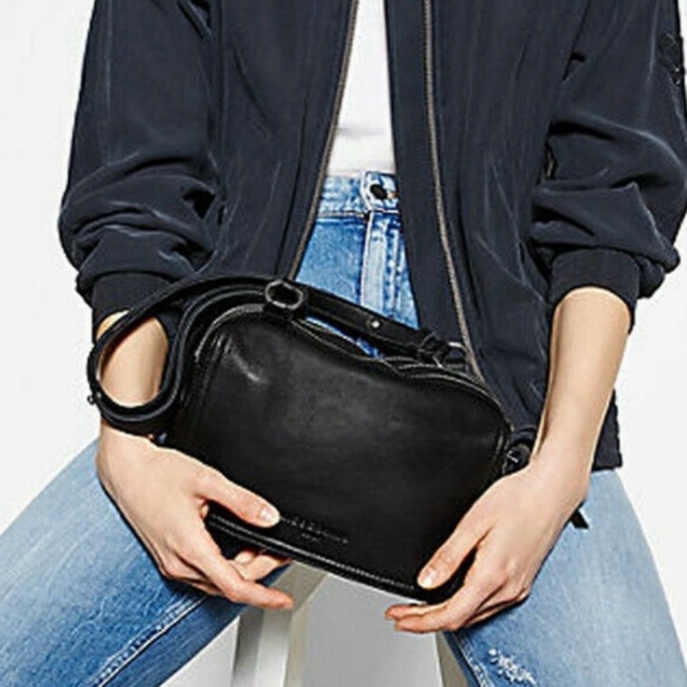 Liebeskind Berlin Black leather multi-zip pockets Crossbody Bag